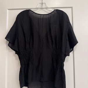 H&M Black Women's Short Sleeve Smocked Waist Top